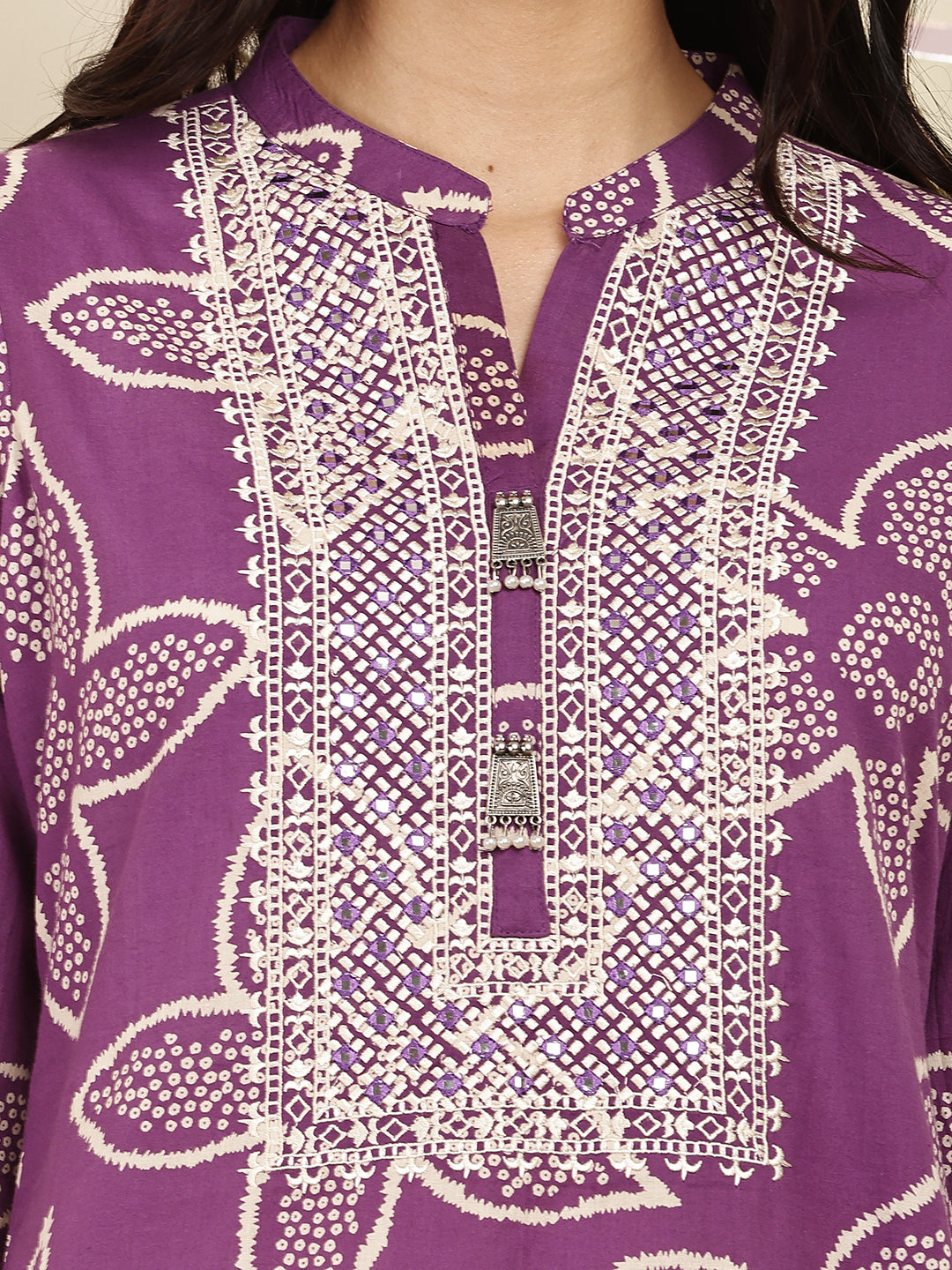 Elegant Purple Printed Cotton Kurta Set for Women