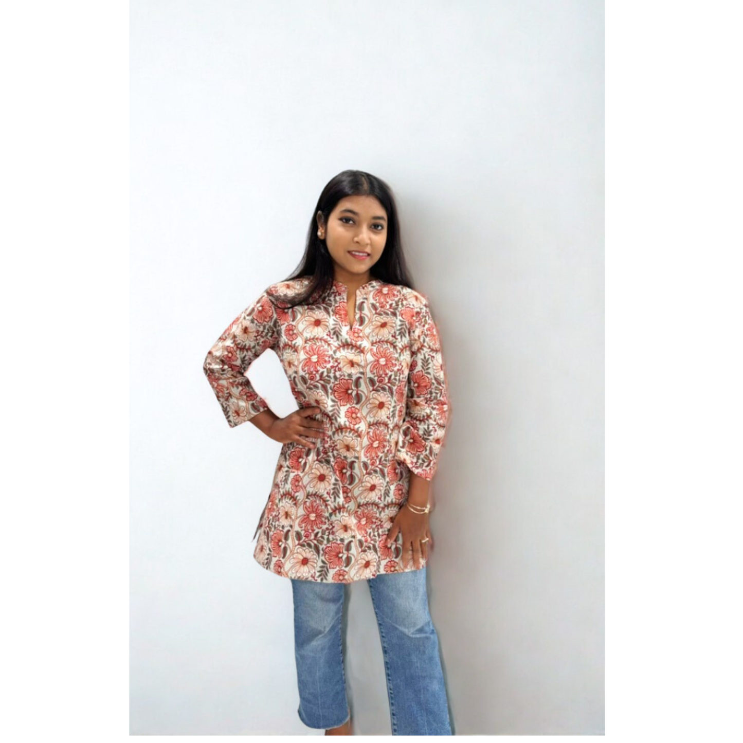 Floral Block Print Casual short Kurti