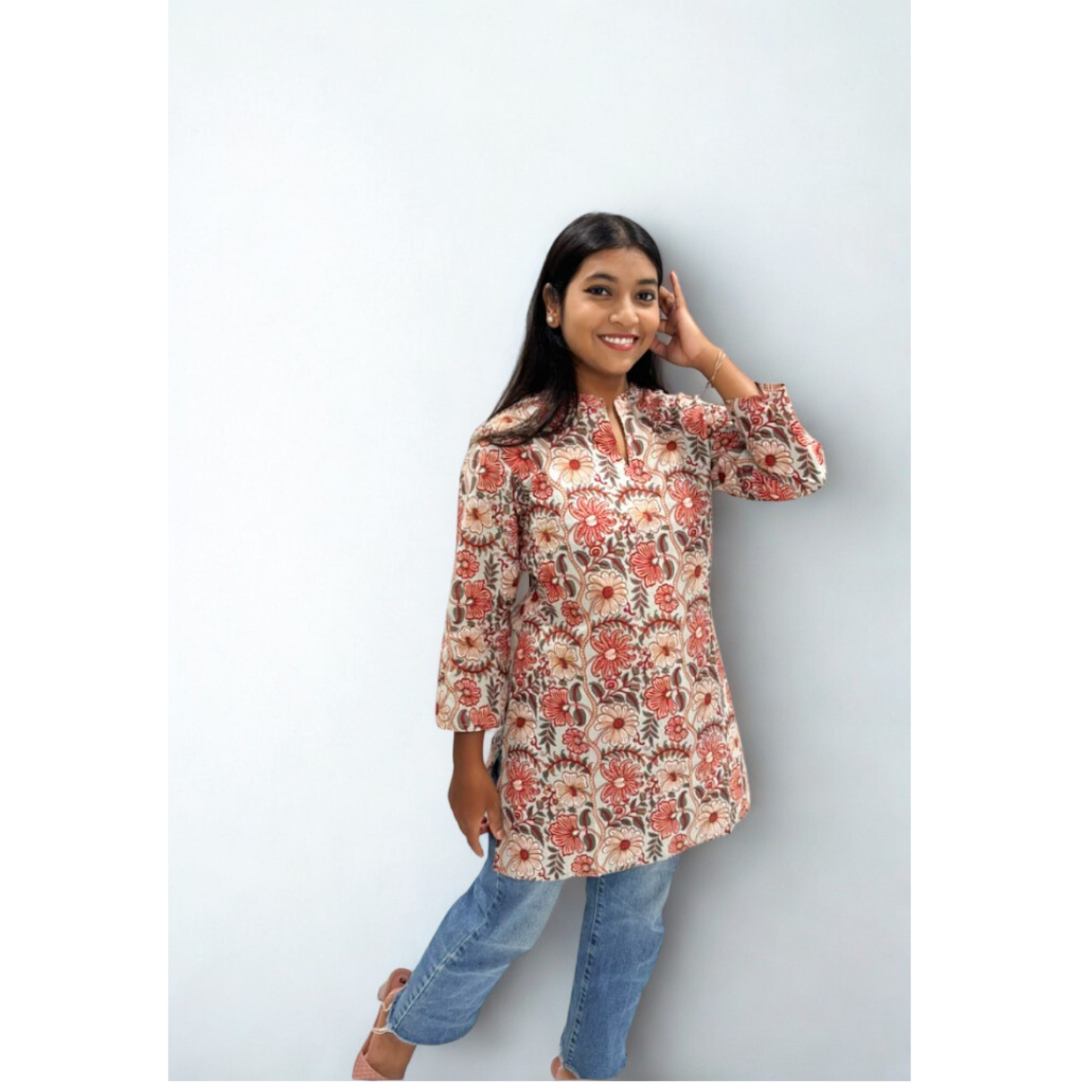 Floral Block Print Casual short Kurti