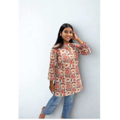 Floral Block Print Casual short Kurti