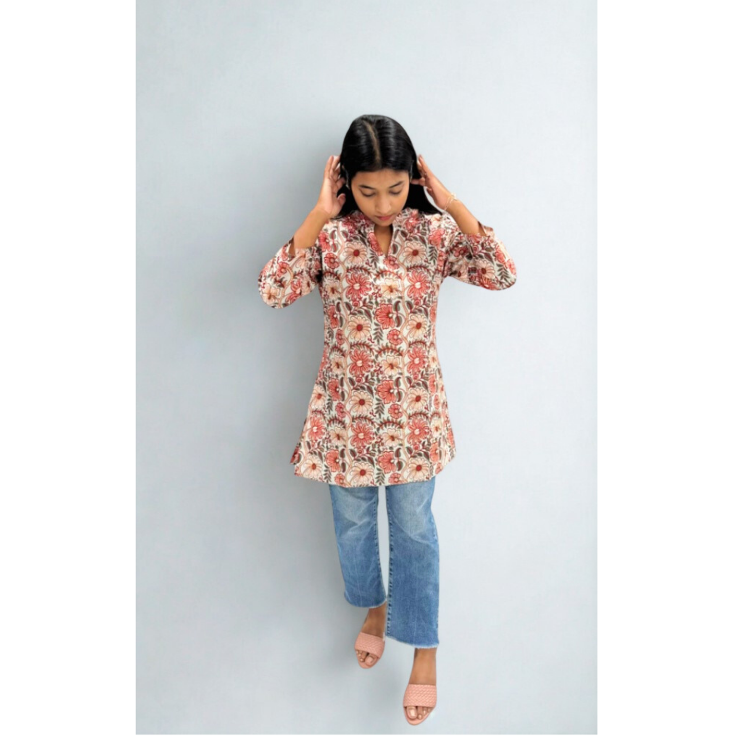 Floral Block Print Casual short Kurti