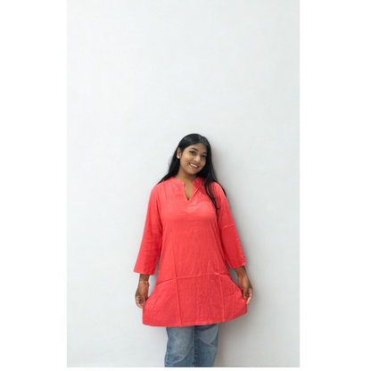 Elegant Coral Short Kurti