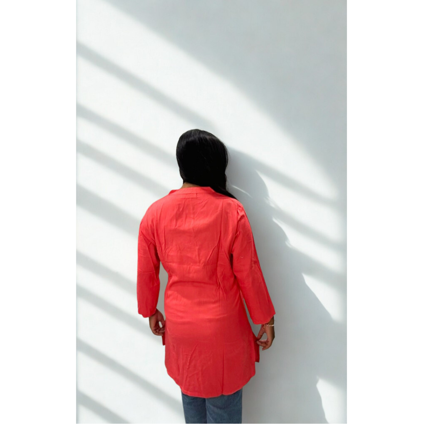 Elegant Coral Short Kurti