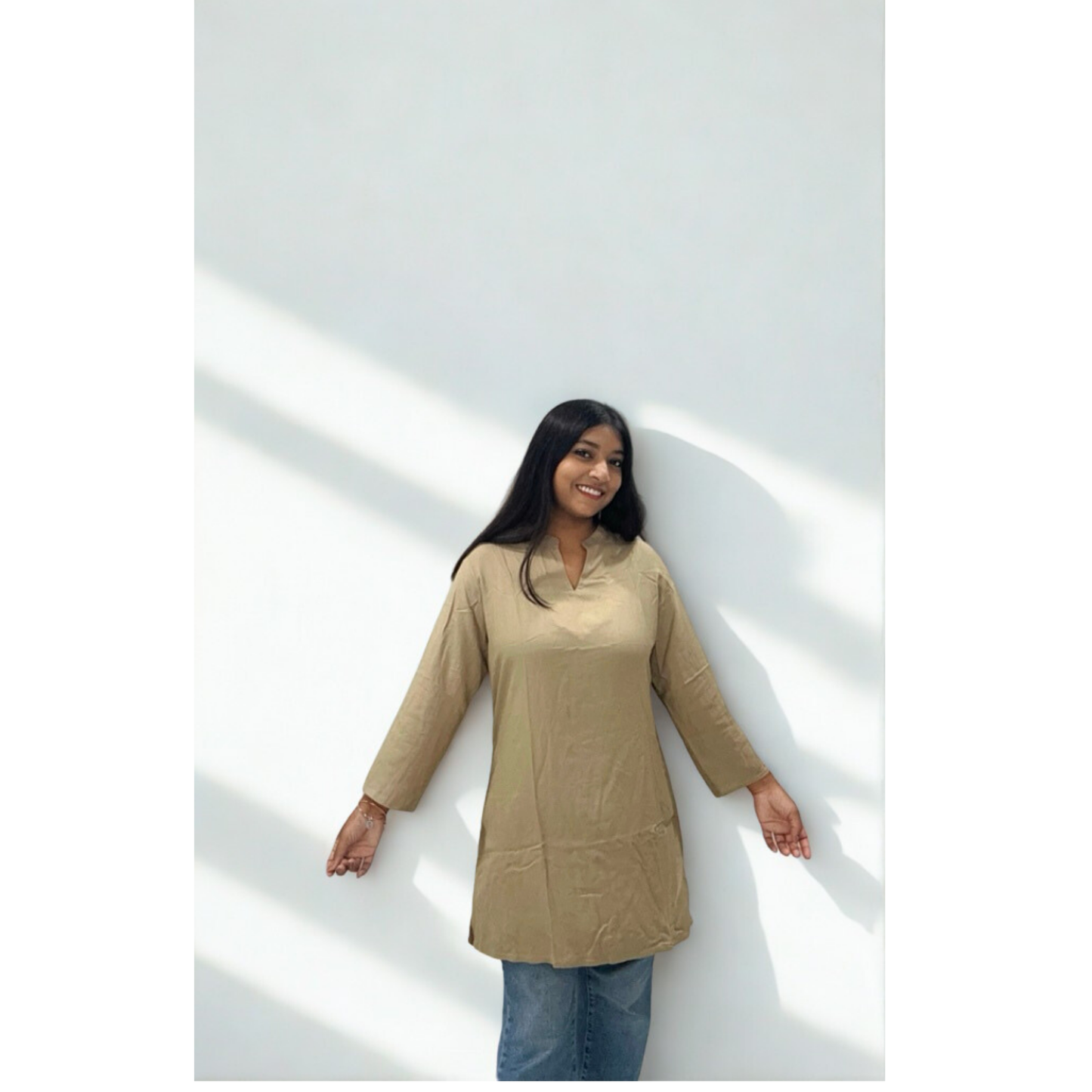 Classic Beige Solid short Kurti