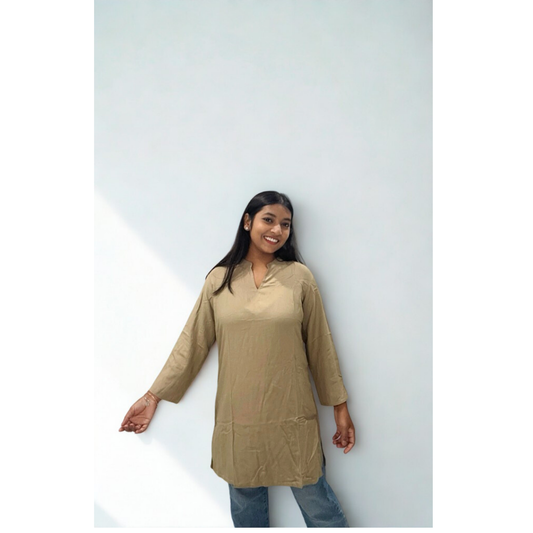Classic Beige Solid short Kurti