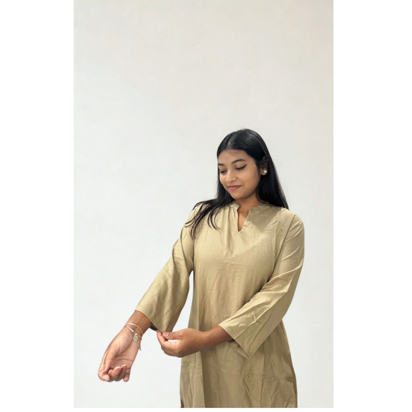 Classic Beige Solid short Kurti
