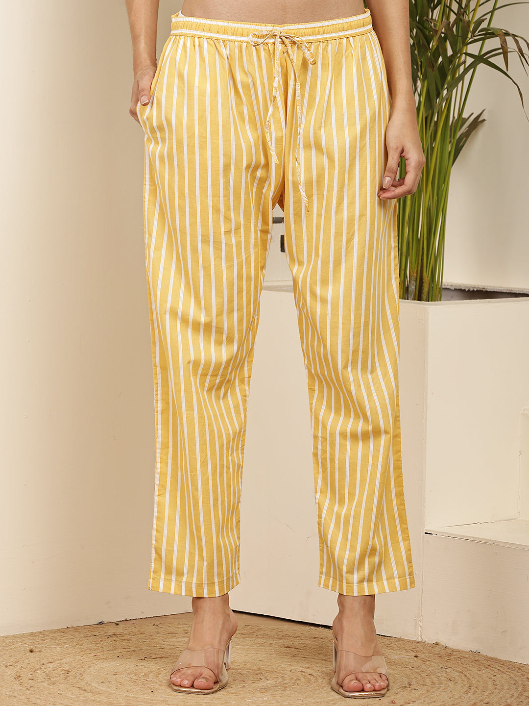 Yellow Floral Printed Cotton Kurta Set with Dupatta